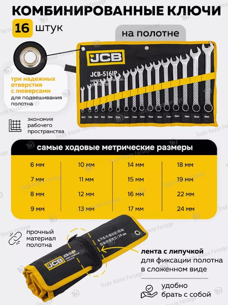 Изображение товара Набор ключей JCB 5161P (57162)
