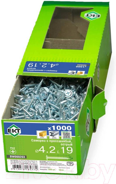 Изображение товара Саморез ЕКТ С прессшайбой 4.2x19 / BW000203 (1000шт)