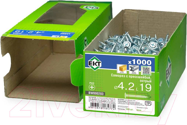 Изображение товара Саморез ЕКТ С прессшайбой 4.2x19 / BW000203 (1000шт)