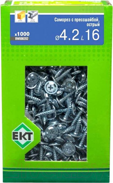 Изображение товара Саморез ЕКТ С прессшайбой 4.2x16 / BW000202 (1000шт)