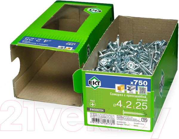 Изображение товара Саморез ЕКТ С прессшайбой 4.2x25 / BW000204 (750шт)