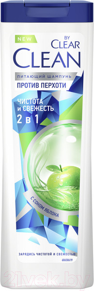 Изображение товара Шампунь для волос Clear Чистота и свежесть 2в1 (365мл)