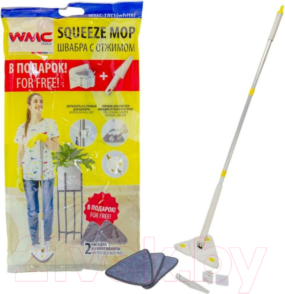 Изображение товара Швабра с отжимом WMC Tools WMC-TRI1 (57359), (белый)