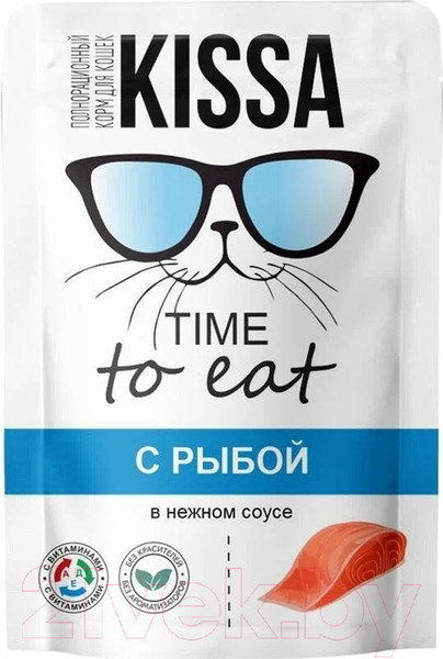 Изображение товара Влажный корм для кошек Kissa С рыбой в соусе (75г)