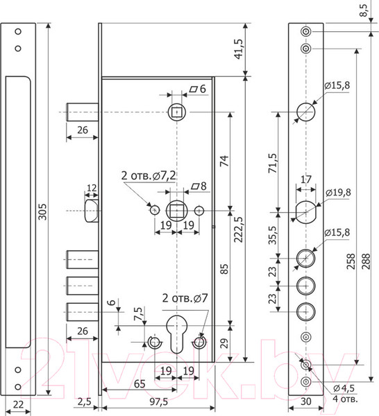 Изображение товара Замок врезной Гардиан 3215 (б/ц)