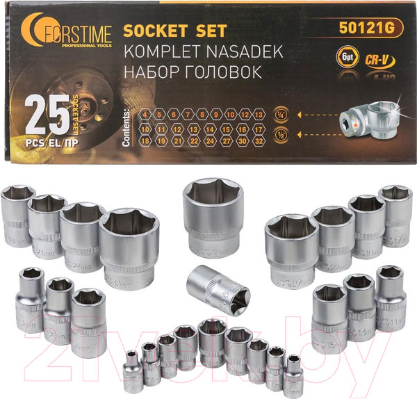 Изображение товара Набор головок слесарных Forstime FT-50121G(57686)