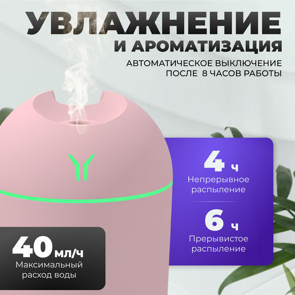 Изображение товара Ультразвуковой увлажнитель воздуха Sundays Home TBD0603344202 (розовый)