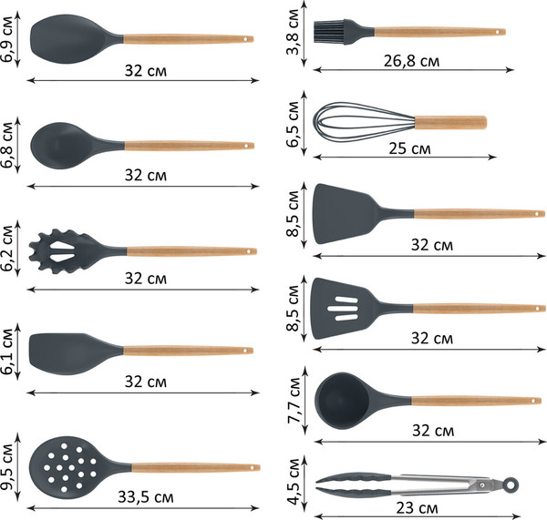 Изображение товара Набор кухонных приборов Daswerk 12в1 / 608194