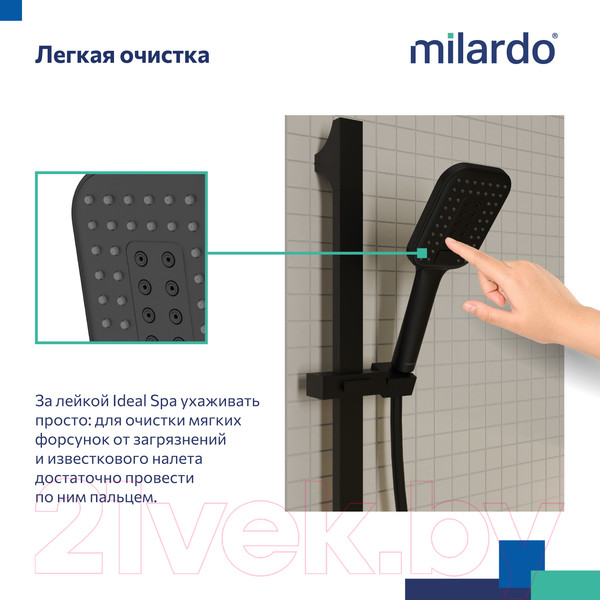 Изображение товара Лейка ручного душа Milardo 3F Ideal Spa ILS3FBSM18 (черный матовый)