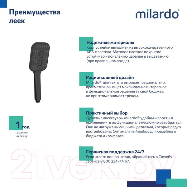 Изображение товара Лейка ручного душа Milardo 3F Ideal Spa ILS3FBSM18 (черный матовый)