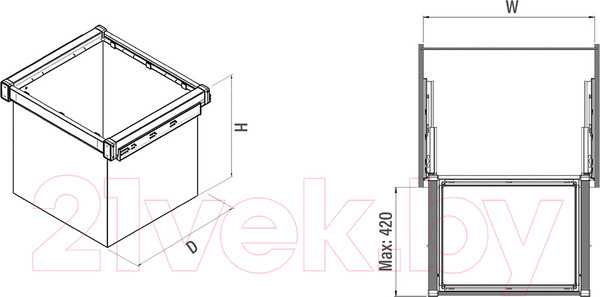 Изображение товара Корзина выдвижная для шкафа Starax S-6791-A (антрацит)