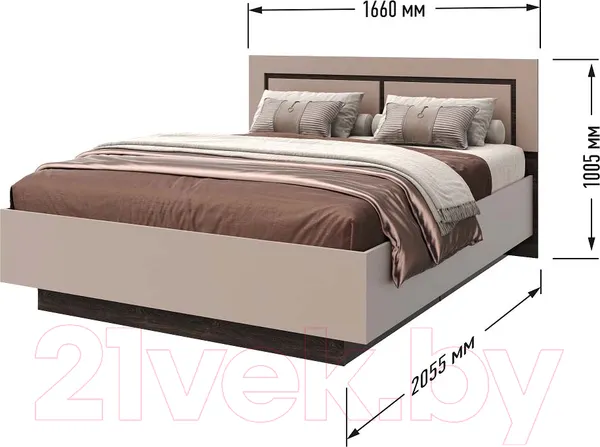 Изображение товара Двуспальная кровать Мебель-КМК 1600 Ривьера КМК 0970.3 (дуб кентербери/SAT 13 капучино)