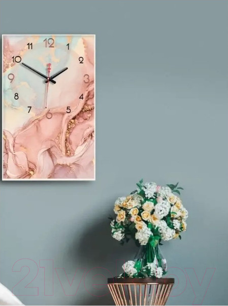 Изображение товара Настенные часы Декарт Розовый мрамор 8Ч0003