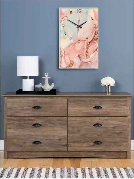 Изображение товара Настенные часы Декарт Розовый мрамор 8Ч0003