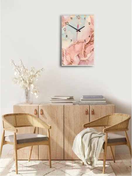 Изображение товара Настенные часы Декарт Розовый мрамор 8Ч0003