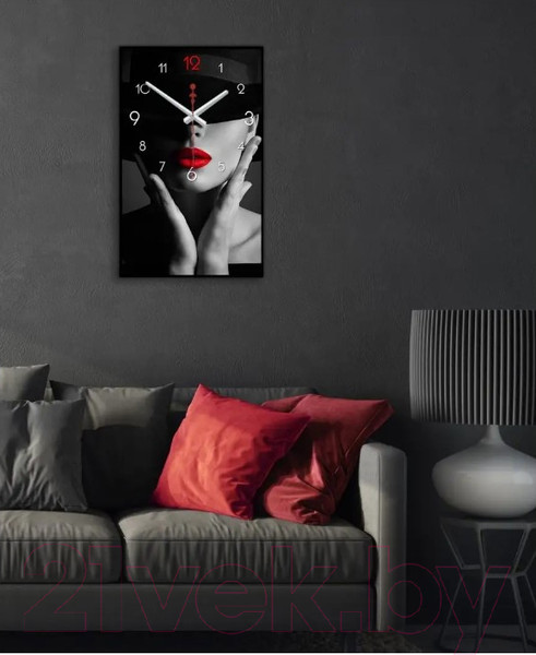 Изображение товара Настенные часы Декарт Красное и черное 8Ч0007 (вертикальные)