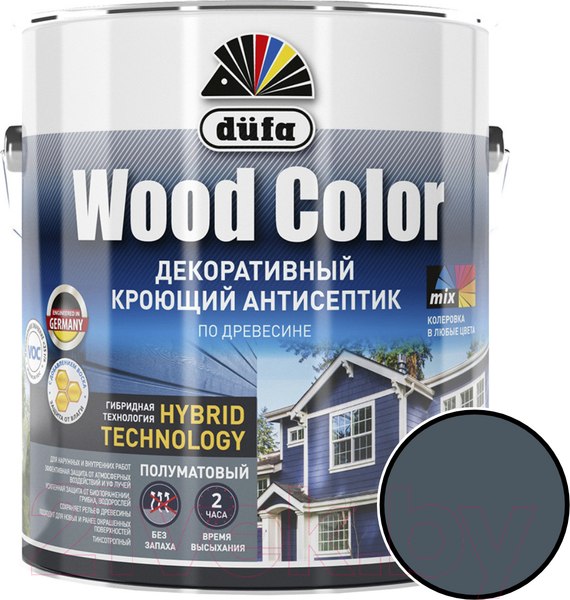 Изображение товара Антисептик для древесины Dufa Wood Color (2.5л, лунная ночь)
