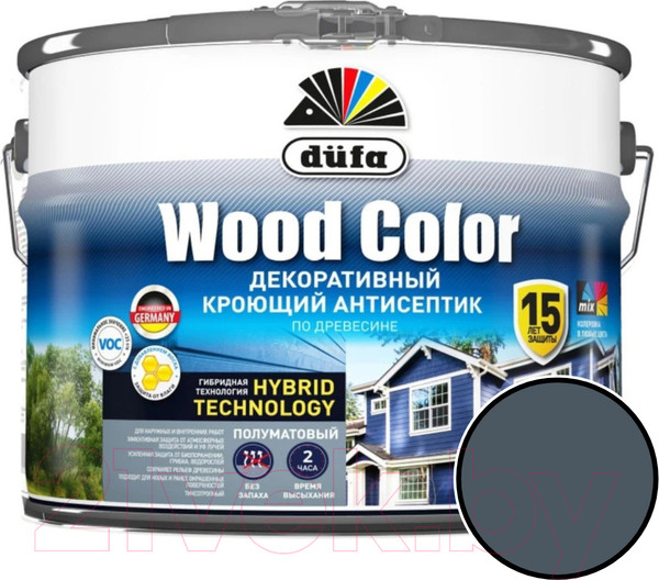Изображение товара Антисептик для древесины Dufa Wood Color (9л, лунная ночь)