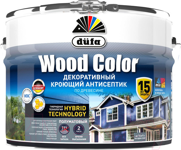 Изображение товара Антисептик для древесины Dufa Wood Color (9л, серый шелк)