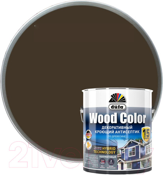 Изображение товара Антисептик для древесины Dufa Wood Color (2.5л, темный шоколад)