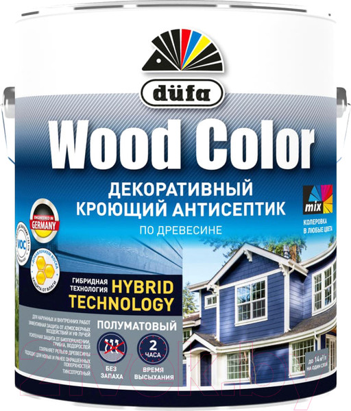Изображение товара Антисептик для древесины Dufa Wood Color (2.5л, темный шоколад)