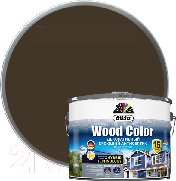 Изображение товара Антисептик для древесины Dufa Wood Color (9л, темный шоколад)