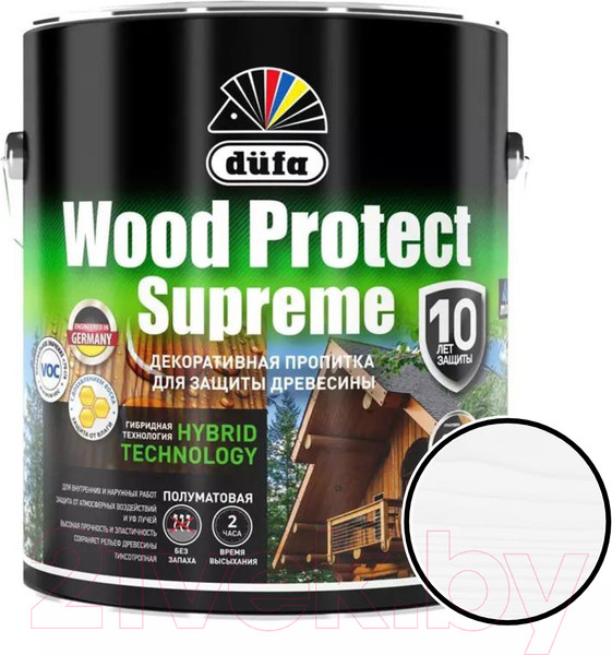 Изображение товара Пропитка для дерева Dufa Wood Protect Supreme (2.5л, белый)