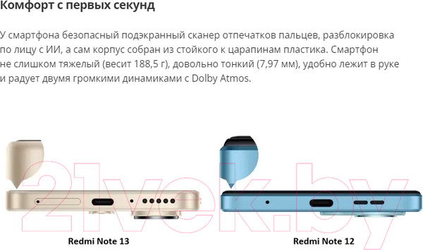 Изображение товара Смартфон Xiaomi Redmi Note 13 8GB/256GB (полуночный черный, с NFC)
