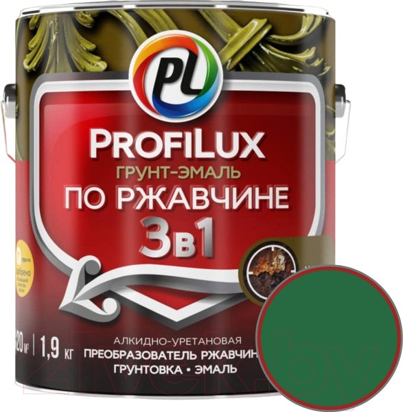 Изображение товара Грунт-эмаль Profilux По ржавчине 3в1 (1.9кг, зеленый)