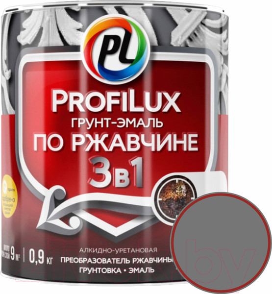 Изображение товара Грунт-эмаль Profilux По ржавчине 3в1 (900г, серый)