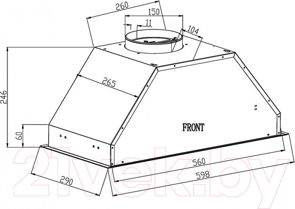Изображение товара Вытяжка скрытая Schtoff Polar 60 (нержавеющая сталь)