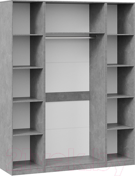 Изображение товара Шкаф ТриЯ Хилтон комбинированный с 4-мя  дверями (ателье светлый/белый матовый)