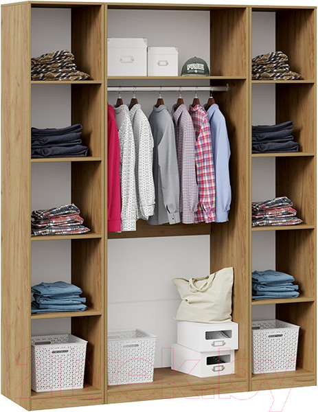 Изображение товара Шкаф ТриЯ Хилтон комбинированный с 4-мя  дверями (дуб крафт золотой/графит матовый)