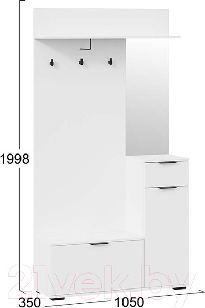 Изображение товара Секция в прихожую ТриЯ Эвита комбинированная Тип 1 (белый ясень)