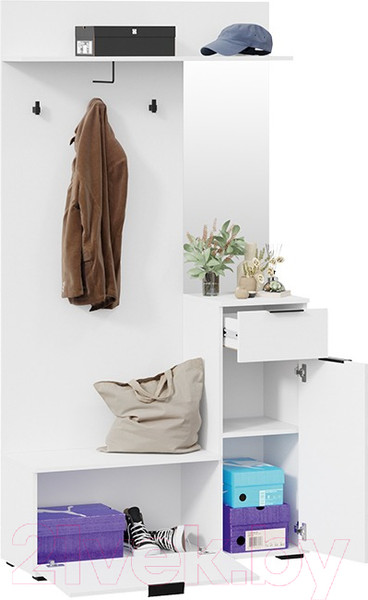 Изображение товара Секция в прихожую ТриЯ Эвита комбинированная Тип 1 (белый ясень)