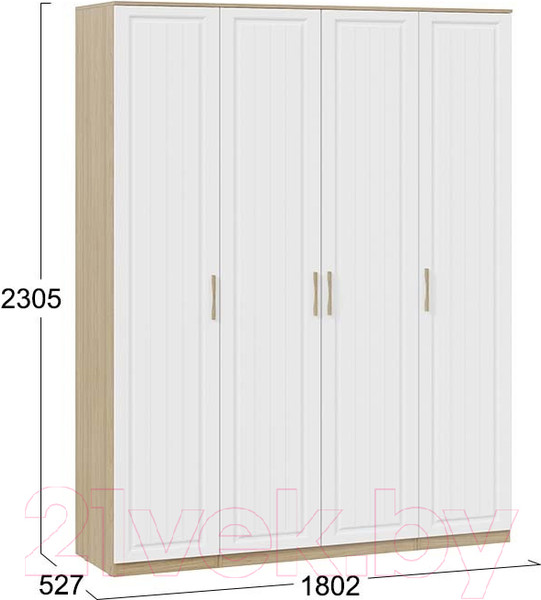 Изображение товара Шкаф ТриЯ Сэнди комбинированный с 4-мя дверями (вяз благородный/белый)