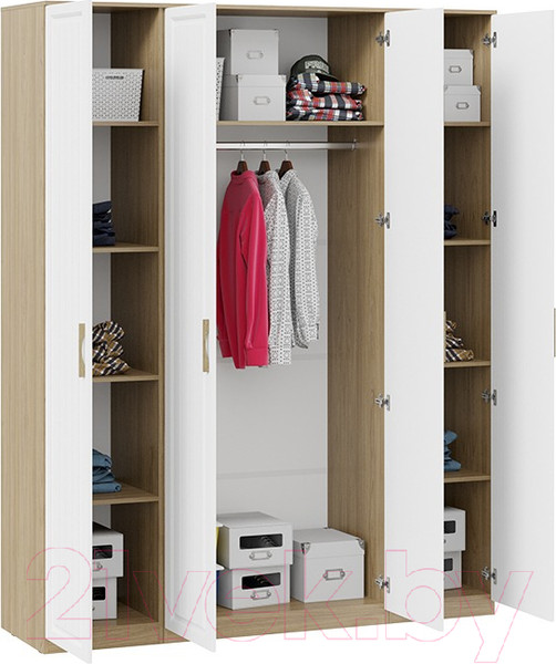 Изображение товара Шкаф ТриЯ Сэнди комбинированный с 4-мя дверями (вяз благородный/белый)