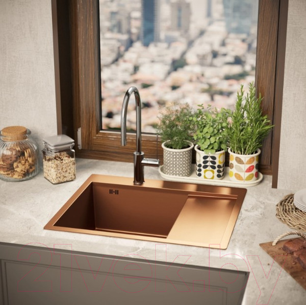 Изображение товара Мойка кухонная Mixline Pro 552925 (бронза, с сифоном)