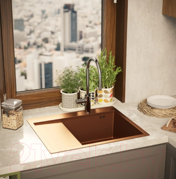 Изображение товара Мойка кухонная Mixline Pro 552928 (бронза, с сифоном)