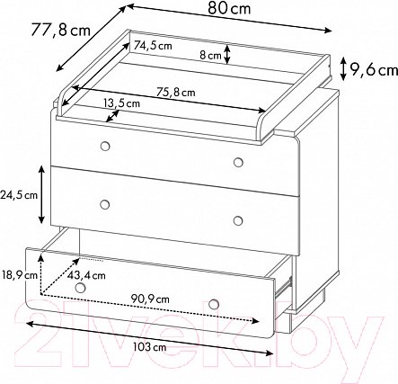 Изображение товара Комод Polini Kids Ameli 3000 / 0002760.31 (белый/натуральный)