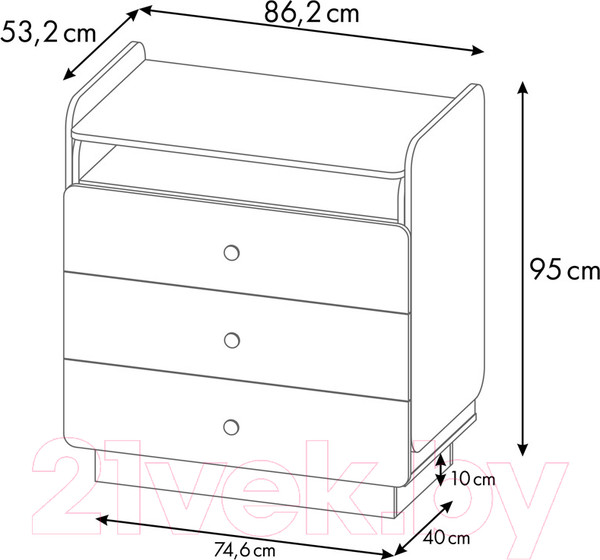 Изображение товара Комод пеленальный Polini Kids Ameli 3010 / 0002761.165 (белый/дуб крафт)