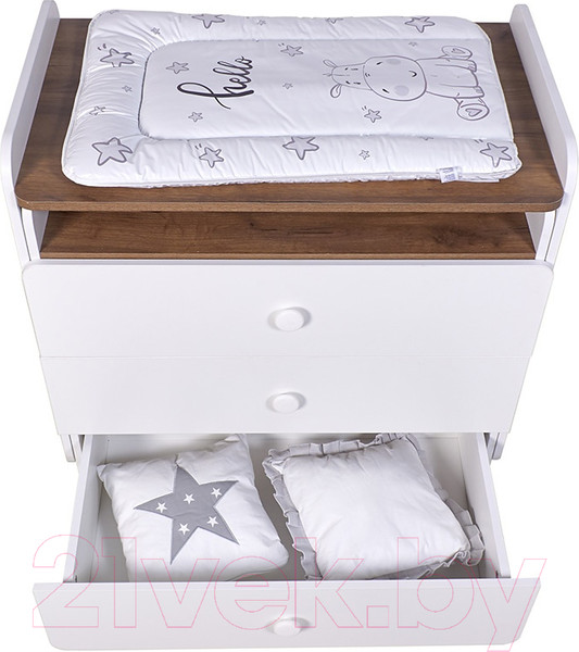 Изображение товара Комод пеленальный Polini Kids Ameli 3010 / 0002761.165 (белый/дуб крафт)