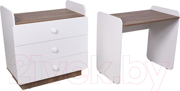 Изображение товара Комод пеленальный Polini Kids Ameli 3010 / 0002761.165 (белый/дуб крафт)