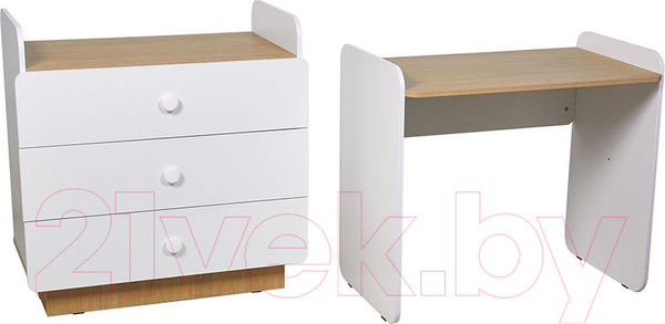 Изображение товара Комод пеленальный Polini Kids Ameli 3010 / 0002761.31 (белый/натуральный)