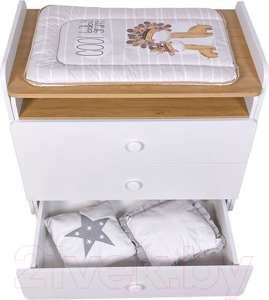 Изображение товара Комод пеленальный Polini Kids Ameli 3010 / 0002761.31 (белый/натуральный)