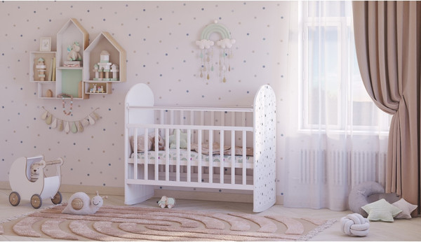 Изображение товара Детская кроватка Фея 701 Звездное сияние / 0002549.9.18 (белый)