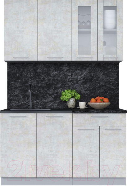 Изображение товара Кухонный гарнитур Интерлиния Мила 14 (бетон лайт/бетон лайт/кастилло темный)