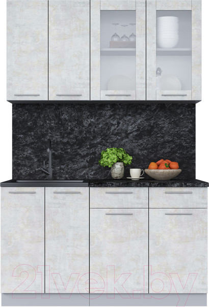 Изображение товара Кухонный гарнитур Интерлиния Мила 14-60 (бетон лайт/бетон лайт/кастилло темный)