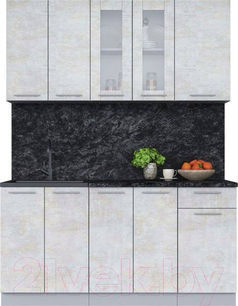 Изображение товара Кухонный гарнитур Интерлиния Мила 16-60 (бетон лайт/бетон лайт/кастилло темный)