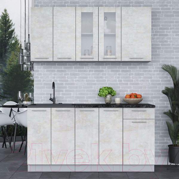 Изображение товара Кухонный гарнитур Интерлиния Мила 16-60 (бетон лайт/бетон лайт/кастилло темный)